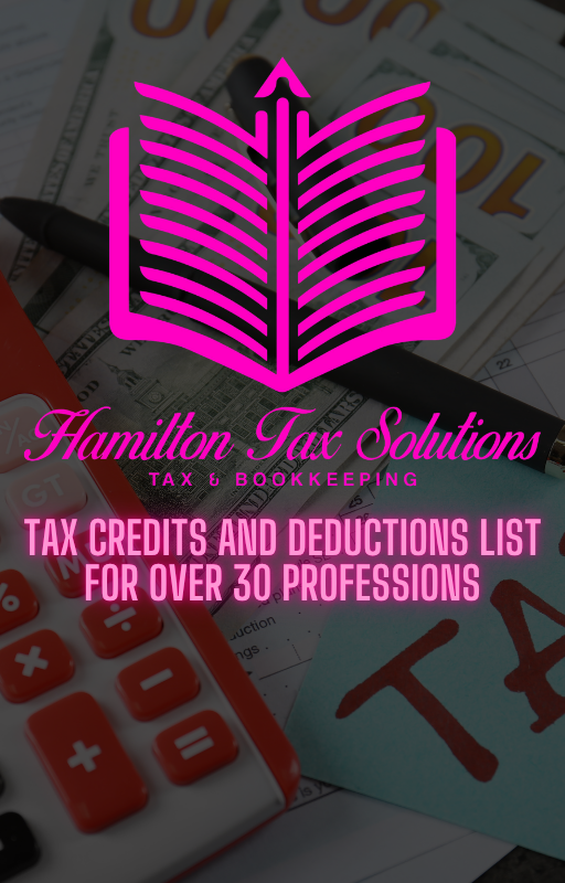Tax Cheat Sheet of tax credits and deductions for over 30 professions